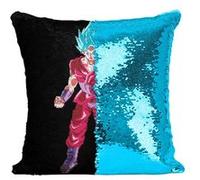 Fabulous Coussin avec Housse Sequin - Paillettes Turquoise Dragon Ball Super Son Goku Super Saiyan Cheveux Bleus [40 x 40 cm] Turquoise G