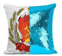Fabulous Coussin avec Housse Sequin - Paillettes Turquoise Ecusson Partie Communiste URSS Vintage [40 x 40 cm] Turquoise G