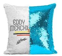 Fabulous Coussin avec Housse Sequin - Paillettes Turquoise Eddy Merckx Vintage [40 x 40 cm] Turquoise G