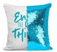Fabulous Coussin avec Housse Sequin - Paillettes Turquoise Enjoy the Little Things [40 x 40 cm] Turquoise G