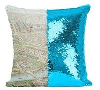 Fabulous Coussin avec Housse Sequin - Paillettes Turquoise Exposition Universelle Paris 1900 Paris Dessin [40 x 40 cm] Turquoise G
