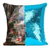 Fabulous Coussin avec Housse Sequin - Paillettes Turquoise Fragonard Le colin Maillard [40 x 40 cm] Turquoise G