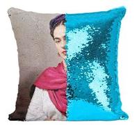 Fabulous Coussin avec Housse Sequin - Paillettes Turquoise Frida Kahlo Artiste 2 [40 x 40 cm] Turquoise G
