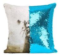 Fabulous Coussin avec Housse Sequin - Paillettes Turquoise Full Metal Alchemist Bras Manga Japonnais [40 x 40 cm] Turquoise G
