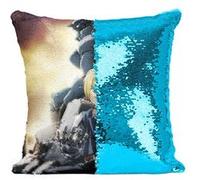 Fabulous Coussin avec Housse Sequin - Paillettes Turquoise Full Metal Alchemist Brotherhood Eward Elric [40 x 40 cm] Turquoise G