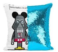 Fabulous Coussin avec Housse Sequin - Paillettes Turquoise Game of Geek Dark Vador Mickey Je Suis Ton Père [40 x 40 cm] Turquoise G
