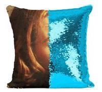 Fabulous Coussin avec Housse Sequin - Paillettes Turquoise Gillian Anderson The X Files Portrait [40 x 40 cm] Turquoise G