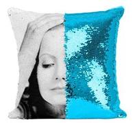 Fabulous Coussin avec Housse Sequin - Paillettes Turquoise Greta Garbo Anna Christie [40 x 40 cm] Turquoise G