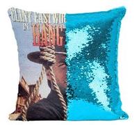 Fabulous Coussin avec Housse Sequin - Paillettes Turquoise Hang'Em High Cinéma Vintage Clint Eastwood [40 x 40 cm] Turquoise G