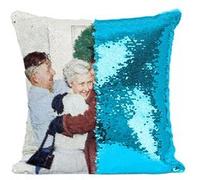 Fabulous Coussin avec Housse Sequin - Paillettes Turquoise Home For Christmas Peinture Norman Rockwell [40 x 40 cm] Turquoise G
