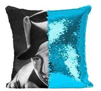 Fabulous Coussin avec Housse Sequin - Paillettes Turquoise Humphrey Bogart Acteur 2 [40 x 40 cm] Turquoise G