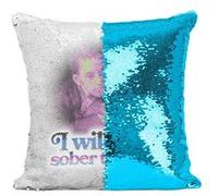 Fabulous Coussin avec Housse Sequin - Paillettes Turquoise I will be Sober Tonight [40 x 40 cm] Turquoise G