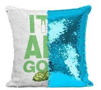 Fabulous Coussin avec Housse Sequin - Paillettes Turquoise IPA It's Ale Good [40 x 40 cm] Turquoise G