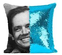 Fabulous Coussin avec Housse Sequin - Paillettes Turquoise Jack Nicholson Acteur The Shining [40 x 40 cm] Turquoise G