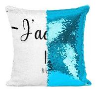 Fabulous Coussin avec Housse Sequin - Paillettes Turquoise J'Adore 11 Aude Departement [40 x 40 cm] Turquoise G