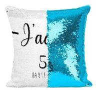 Fabulous Coussin avec Housse Sequin - Paillettes Turquoise J'Adore 52 Haute Marne Departement Chaumont [40 x 40 cm] Turquoise G