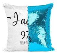 Fabulous Coussin avec Housse Sequin - Paillettes Turquoise J'Adore 972 Martinique Departement Fort De France [40 x 40 cm] Turquoise G