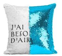 Fabulous Coussin avec Housse Sequin - Paillettes Turquoise J'ai besoin d'air [40 x 40 cm] Turquoise G