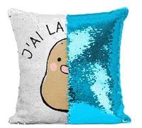 Fabulous Coussin avec Housse Sequin - Paillettes Turquoise J'ai la Patate [40 x 40 cm] Turquoise G