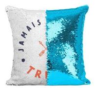 Fabulous Coussin avec Housse Sequin - Paillettes Turquoise Jamais sans ma Tribu Famille [40 x 40 cm] Turquoise G