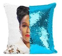 Fabulous Coussin avec Housse Sequin - Paillettes Turquoise Janelle Monae Chanteuse Artiste Soul [40 x 40 cm] Turquoise G