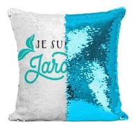 Fabulous Coussin avec Housse Sequin - Paillettes Turquoise Je suis Jardinier et Fier [40 x 40 cm] Turquoise G