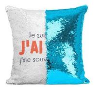 Fabulous Coussin avec Housse Sequin - Paillettes Turquoise Je suis venu, J'ai bu [40 x 40 cm] Turquoise G