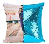 Fabulous Coussin avec Housse Sequin - Paillettes Turquoise Jesus The Big Lebowksi Bowling [40 x 40 cm] Turquoise G