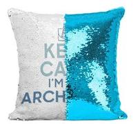 Fabulous Coussin avec Housse Sequin - Paillettes Turquoise Keep Calm I'm an Architect [40 x 40 cm] Turquoise G