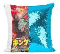 Fabulous Coussin avec Housse Sequin - Paillettes Turquoise King Kong Escapes Poster Japon [40 x 40 cm] Turquoise G