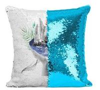 Fabulous Coussin avec Housse Sequin - Paillettes Turquoise Le monde entre tes main [40 x 40 cm] Turquoise G