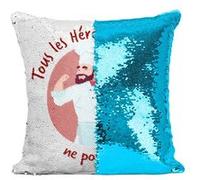 Fabulous Coussin avec Housse Sequin - Paillettes Turquoise Les Vrais Héros - Kebabiste Restaurateur [40 x 40 cm] Turquoise G