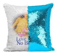 Fabulous Coussin avec Housse Sequin - Paillettes Turquoise Love Knows No Borders [40 x 40 cm] Turquoise G