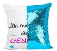 Fabulous Coussin avec Housse Sequin - Paillettes Turquoise Ma Maîtresse elle est géniale [40 x 40 cm] Turquoise G