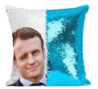 Fabulous Coussin avec Housse Sequin - Paillettes Turquoise Macron Clin d'Oeil President [40 x 40 cm] Turquoise G