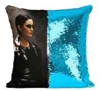 Fabulous Coussin avec Housse Sequin - Paillettes Turquoise Matrix Keanu Reeves Carrie Anne Moss [40 x 40 cm] Turquoise G