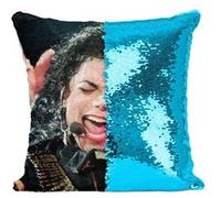 Fabulous Coussin avec Housse Sequin - Paillettes Turquoise Michael Jackson Concert Live [40 x 40 cm] Turquoise G