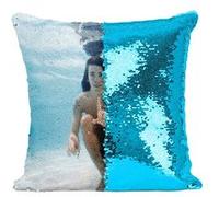Fabulous Coussin avec Housse Sequin - Paillettes Turquoise Nirvana Dave Grohl Nevermind Photoshoot Piscine [40 x 40 cm] Turquoise G