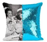 Fabulous Coussin avec Housse Sequin - Paillettes Turquoise Pere S'evanouie en Voyant un Triple [40 x 40 cm] Turquoise G