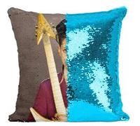 Fabulous Coussin avec Housse Sequin - Paillettes Turquoise Prince Portrait Guitare [40 x 40 cm] Turquoise G