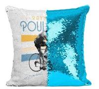 Fabulous Coussin avec Housse Sequin - Paillettes Turquoise Raymond Poulidor Vintage [40 x 40 cm] Turquoise G