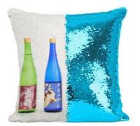 Fabulous Coussin avec Housse Sequin - Paillettes Turquoise Sake Boisson Alcool [40 x 40 cm] Turquoise G