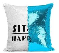 Fabulous Coussin avec Housse Sequin - Paillettes Turquoise Sit Happens [40 x 40 cm] Turquoise G