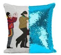 Fabulous Coussin avec Housse Sequin - Paillettes Turquoise The Beatles Yellow Submarine Dessin [40 x 40 cm] Turquoise G