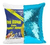 Fabulous Coussin avec Housse Sequin - Paillettes Turquoise the Brain From Planet Arous Cinéma Vintage [40 x 40 cm] Turquoise G