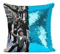 Fabulous Coussin avec Housse Sequin - Paillettes Turquoise The Doors Jim Morrison Strange Days [40 x 40 cm] Turquoise G