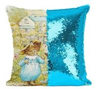 Fabulous Coussin avec Housse Sequin - Paillettes Turquoise Tom Kitten et Ses Amis Chaton Beatrice Potter [40 x 40 cm] Turquoise G