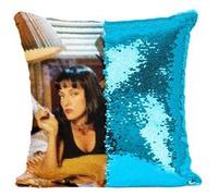Fabulous Coussin avec Housse Sequin - Paillettes Turquoise Uma Thurman Pulp Fiction Cigarette [40 x 40 cm] Turquoise G