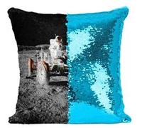 Fabulous Coussin avec Housse Sequin - Paillettes Turquoise Vehicule Lunaire Mission Apollo [40 x 40 cm] Turquoise G