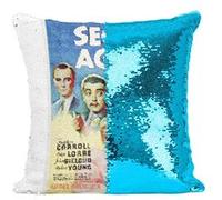 Fabulous Coussin avec Housse Sequin - Paillettes Turquoise Vieille Affiche Anglaise de Film Secret Agent [40 x 40 cm] Turquoise G